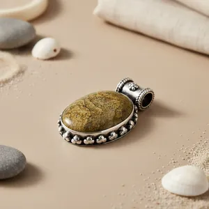 "Handmade Rose Gold 925 <b>Silver</b> Jasper Stone Religious <b>Charm</b> Pendant for Women" - Product Image 2