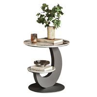 Table d'appoint personnalisée de style nordique en fer et aluminium, finition nickel gris-noir, pour salon, salle à manger, porche, décoration, artisanat moulé à la main