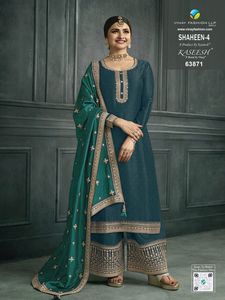 เสื้อผ้าชาติพันธุ์อินเดียและปากีสถานผ้าไหมหนัก georgette salwar kameez dupatta กับลำดับงานปักในอัตราขายส่ง - Product Image 2