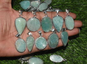 Lote al por mayor de colgantes étnicos hechos a mano con piedras preciosas de amazonita, chapados en plata de ley 925 para fiestas de aniversario de compromiso-GRV - Product Image 5