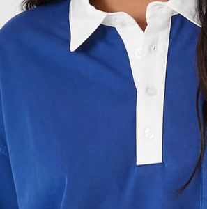Hauts courts personnalisés pour femmes T-shirt à manches courtes de couleur unie avec col rabattu haut tricoté décontracté pour l'été - Product Image 3