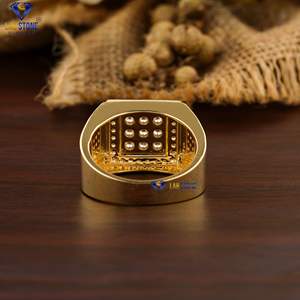 1.37 TDW diamant rond couleur EF-VS bague en or jaune breloque stellaire diamant bande par Labstone - Product Image 4