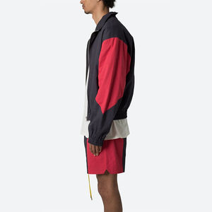 <b>Men</b> Sets 2 Piece Custom Windbreaker <b>Shorts</b> and Hooded Reflective <b>Zip</b> up Nylon Polyester Contrast Color Windbreaker <b>Short</b> Set - Product Image 2