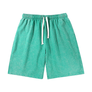 Custom Cordón Lavado ácido Vintage Plain French Terry Cotton Fleece Jogger Deportes Pantalones cortos para hombre Custom Cotton Baggy Sweat Shorts - Product Image 5