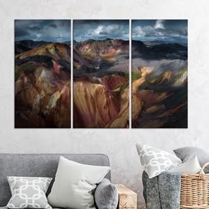 Affiche sur toile Paysage Montagneux Vif, Impression Nature Aérienne pour Décoration Intérieure, LOT DE 3 TOILES - Product Image 1