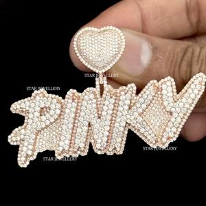 Pendentif personnalisé Moissanite VVS glacé en argent sterling 925, pendentif Moissanite VVS glacé, pendentif lettre Moissanite VVS unisexe - Product Image 4