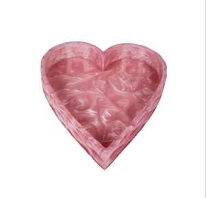 Plateau en résine de marbre rose en forme de cœur |   Organisateur de bureau/coiffeuse esthétique |   Cadeau romantique ou souvenir - Product Image 4