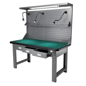 OEM venta al por mayor línea de montaje resistente banco de trabajo ESD mesas de trabajo Metal Esd mesa de trabajo línea de producción banco de trabajo con cajones
