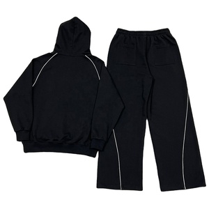 Premium Printed French Terry Eco-Friendly Baggy Tracksuit Custom Stacked Men Sweat Suit Reflective Wide Leg Sweatpants Hoodie - Product Image 3