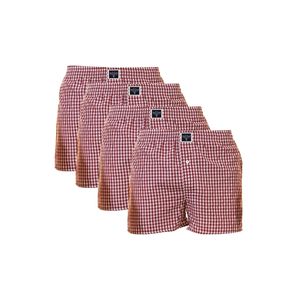 Claret Red White Gingham Cotton Woven 4-Piece Men's Boxer Shorts Cómodo Boxer Set - Product Image 1