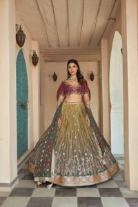 Nouvelle merde jacard et dola soie avec organza jacard dupatta Lehenga Choli Collection - Product Image 6