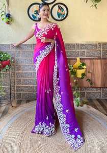 Exclusivo Premium Bollywood diseñador étnico Georgette Saree Indian Fashion Crush Work Exclusivo Fancy Party Wear para adultos - Product Image 2