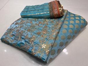 Trends by Cp Luxury Pure Jamawar Banarsi Camisa Pantalón Listo para usar Dupatta 3 piezas Trajes de mujer sin costuras Ropa formal - Product Image 3