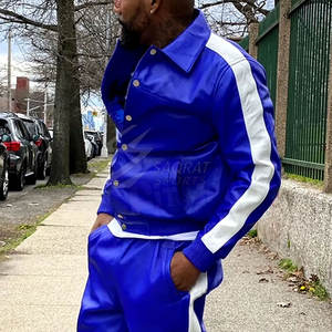 Cómodo cremallera a granel cantidad hombres chándales de cuero ligero correr desgaste chándales de cuero para hombres - Product Image 4