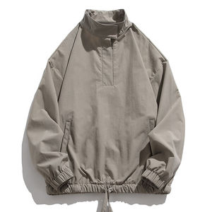 Veste coupe-vent légère et imperméable en toile unisexe à col montant et fermeture éclair 1/4 avec logo personnalisé sur le devant - Product Image 4