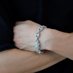 Pulsera de Cadena Cubana con Diamantes Moissanite VVS1, Joyería Fina, Certificación IGI, Pulsera de Cadena y Eslabones para Hombre, Regalo - Product Image 5