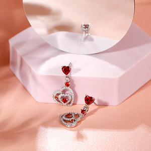 Jeulia I Carry Your Heart Double Heart Sterling Silver Fine Stud <b>Earrings</b> - Product Image 6