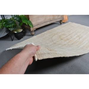 พรมสีเบจคลาสสิกแบบทันสมัยขนสัตว์แฮนด์เมดขนาด3.1x5.9ฟุตขนกระต่ายเทียมทำจากยางเย็บปะติดปะต่อกันลวดลายวินเทจสไตล์ตุรกี - Product Image 4