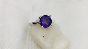 Anillo de Plata de Ley con Amatista Increíble, Regalo para Ella, Anillo de Compromiso, Joyería Hecha a Mano - Product Image 3