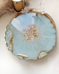 Bandeja de Resina con Diseño Floral Art Deco, Hecha a Mano, de Alta Calidad, Personalizable para Decoración del Hogar, Bodas y Servicio de Té/Café - Product Image 4