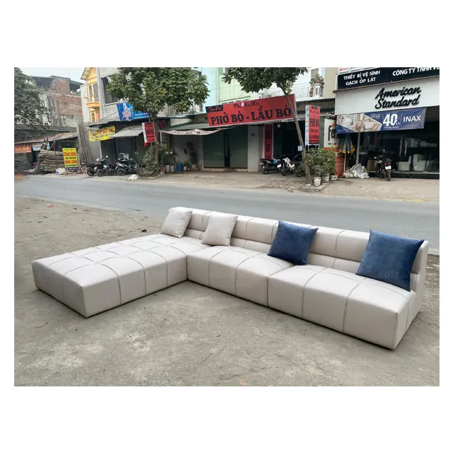 High Quality White Corner Sofa Best Seller Home Furniture Living Room Vietnamese Korean Felt Material 3 Seat Sofa Bed