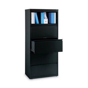 Alera 26144 Black Lateral <b>File</b> Cabinet with 5 Legal/Letter/<b>A4</b>-Size <b>File</b> Drawers 30 In. X 18.62 In. X 67.62 In. - Product Image 3
