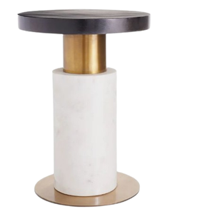 Table d'appoint moderne en métal enduit de poudre blanche avec dessus arrondi meubles de décoration intérieure pour meubles de salon - Product Image 1