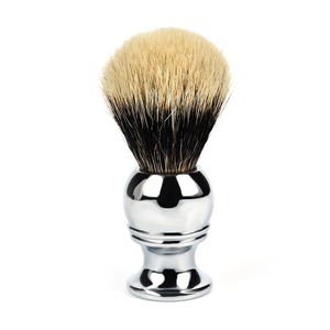 Al por mayor: Cepillo de afeitar profesional de alta calidad con mango metálico, pelo de tejón Silvertip, para limpieza de barberías y cuidado personal personalizado. - Product Image 1