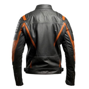 Top Notch Black Orange Genuine Sheepskin Leather Classy Motorbike Jackets With CE Armors Lightweight Motorcycle Jacket For Men - Product Image 2