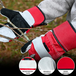 Paume renforcée, qualité fendue, cuir A, doublure en coton, manchette de sécurité large, pour hommes et femmes, mécanique, jardinage - Product Image 2