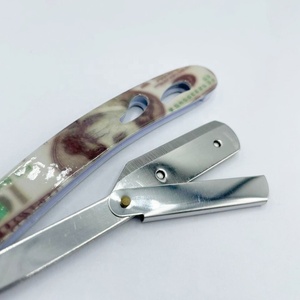 Rasoir de barbier manuel en acier inoxydable solide de haute qualité Vente en gros Logo personnalisé Professionnel et durable - Product Image 4