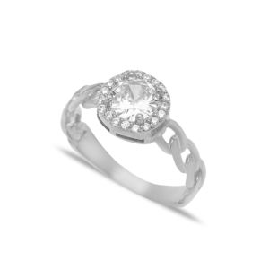 Round Shape Clear Zircon Stone Cluster <b>Ring</b> Turkish Wholesale 925 Sterling Silver Jewelry - Product Image 5