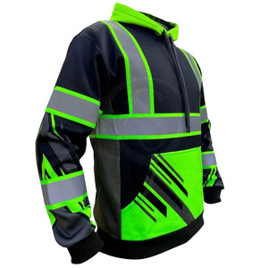<b>Heavy</b> <b>Duty</b> Hi Vis Reflective ANSI Class 2 Waterproof Quick Dry Breathable Safety Hoodies <b>Zipper</b> Warm Lining Logo for Cold - Product Image 1