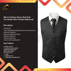 Traje de Hombre Slim Fit para Otoño, Formal, para Boda, Novio, Padrinos, Chaleco a Cuadros, Cuello en V, Mezcla de Algodón de Alta Calidad, Anti-Pilling, Elegante - Product Image 2
