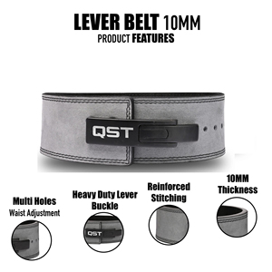 Cinturón de Levantamiento de Pesas de Cuero con Logotipo Personalizado QST, Hebilla de Palanca de Acero, Soporte Lumbar para Entrenamiento de Gimnasio, Powerlifting y Strongman - Product Image 4