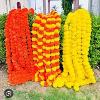 Guirlande de fleurs artificielles de souci indien 2025 avec clochettes pour décoration de mariage, guirlande de fleurs artificielles pour décoration Mehendi Haldi