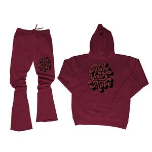 Survêtement personnalisé à impression bouffante pour hommes avec pantalon de jogging évasé et ensemble de sweat à capuche en polaire pour l'hiver - Product Image 6