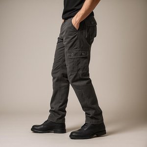 <b>Men's</b> <b>Lightweight</b> Canvas Cargo Pants Elastic Waist Full Length Casual <b>Trousers</b> Fashionable Pockets <b>Summer</b> Fall Daily Wear - Product Image 4