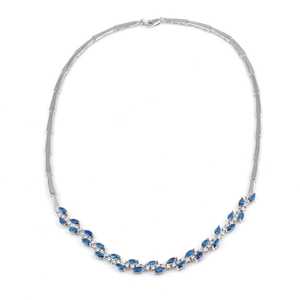 Collar de Plata de Ley 925 con Patrón de Vía Navegable y Cristales Blancos y Azules - Product Image 2