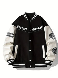 แจ็คเก็ตวาร์ซิตี้ฤดูหนาวขายดีสำหรับผู้ชาย สไตล์เท่ห์แบบกำหนดเอง แจ็คเก็ตเบสบอลบอมเบอร์ผ้าฟลีซ - Product Image 6