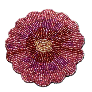 Sous-verre artisanal de haute qualité, écologique, gravé de fleurs et de perles - Personnalisable, carré/rond, pour mariage, Noël, fête, table - Product Image 5
