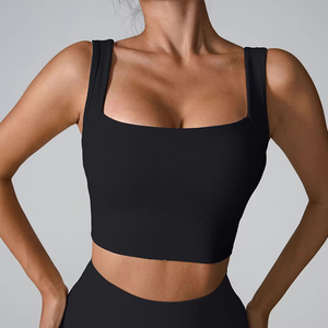 Top personalizado de moda para mujer, Top de Yoga sin espalda sin costuras, chaleco de Fitness de secado rápido con copa fija, ropa deportiva de soporte medio - Product Image 3