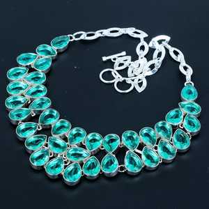 Collar de Plata de Ley 925 sólida, turmalina verde, piedras preciosas, hermosa joyería religiosa de moda con Cristiano - Product Image 3