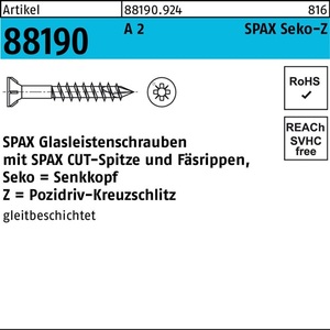 Tornillo para Vidrio Spax R 88190 Seko PZ 3.5x40/23-Z2 A2 - 200 Piezas por Paquete - Product Image 1