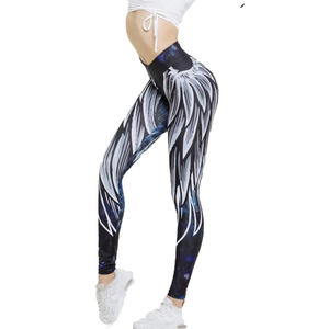 Venta al por mayor de alta cintura 3D impreso pantalones de Yoga estilo deportivo Nylon Spandex Leggings transpirable peso ligero de talla grande de punto trasero - Product Image 3