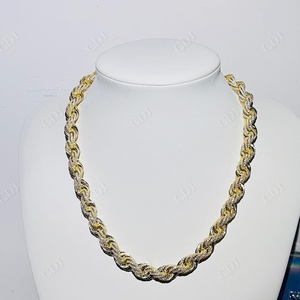 Haute qualité hommes Moissanite diamant jaune plaqué or Simple plaine corde chaîne Unique Hip Hop nouveau Design à la mode mariage - Product Image 1
