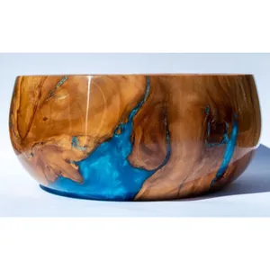 Große Holz und Harz Food Bowl Beste Qualität Geschirr Küchen geschirr Handgemachte braune Farbe Bambus Holz Dessert Bowl