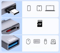 Adaptador USB-C USB 3.0 OTG con Lector de Tarjetas TF DC para Laptop, MacBook y iPhone