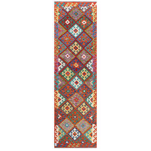 Alfombra Kilim de Maimana, Afganistán, 285 x 84 cm - Product Image 1