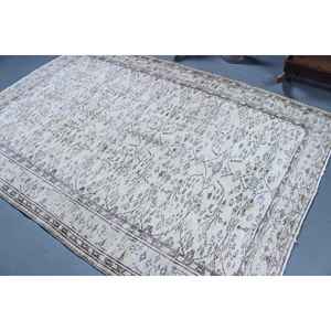 Alfombra Turca Vintage de 5.6x8.2 pies (172x250 cm), Alfombra del Suroeste en Gris Azulado - Product Image 4